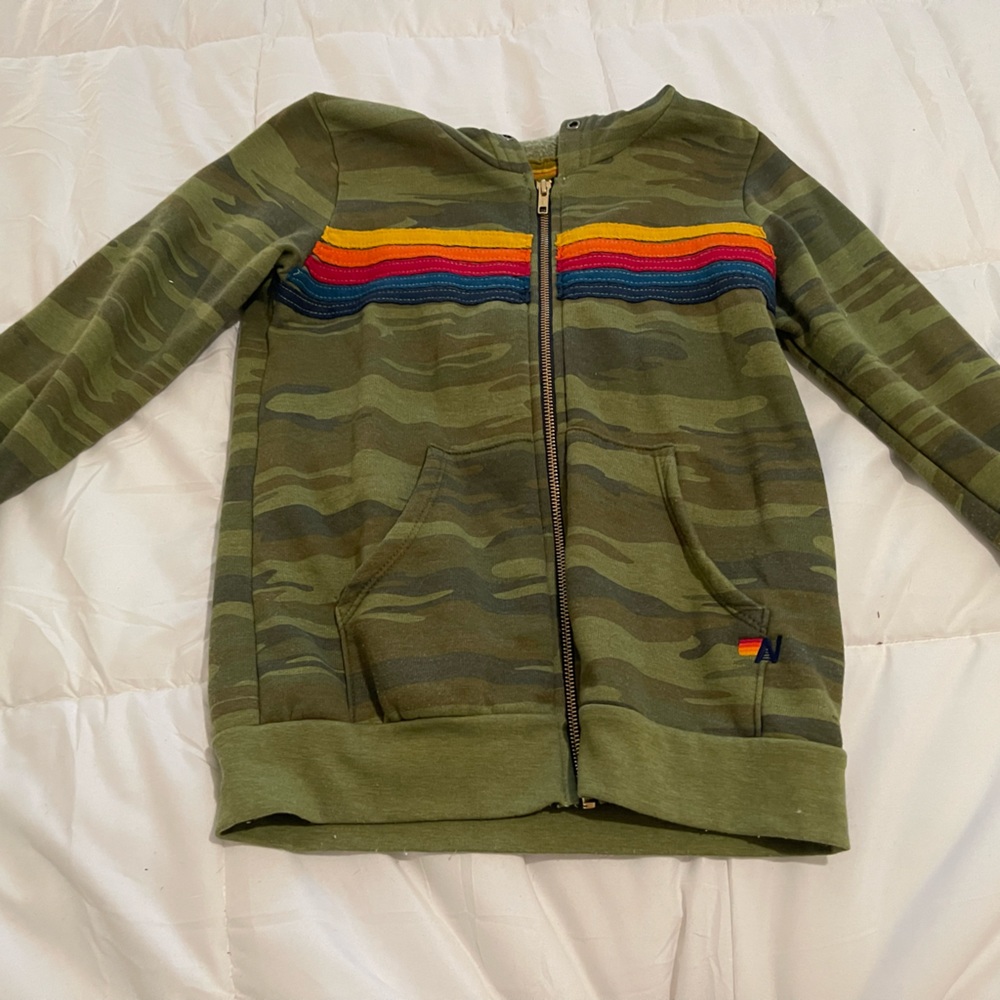 Aviator nation camo striped hoodie zip up